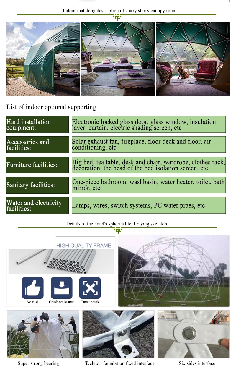 Geodesic Dome Tent Glass Dome House for Camp with Aluminum Frame and Tempered Glass at Factory Price