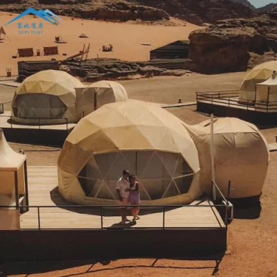 Коммерческие купольные палатки для глэмпинга, 7-метровые купольные палатки с купольными палатками с солнечной панелью для курортов, отелей
